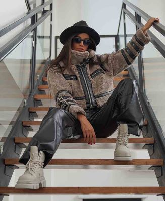 کاپشن پرچ دار زنانه