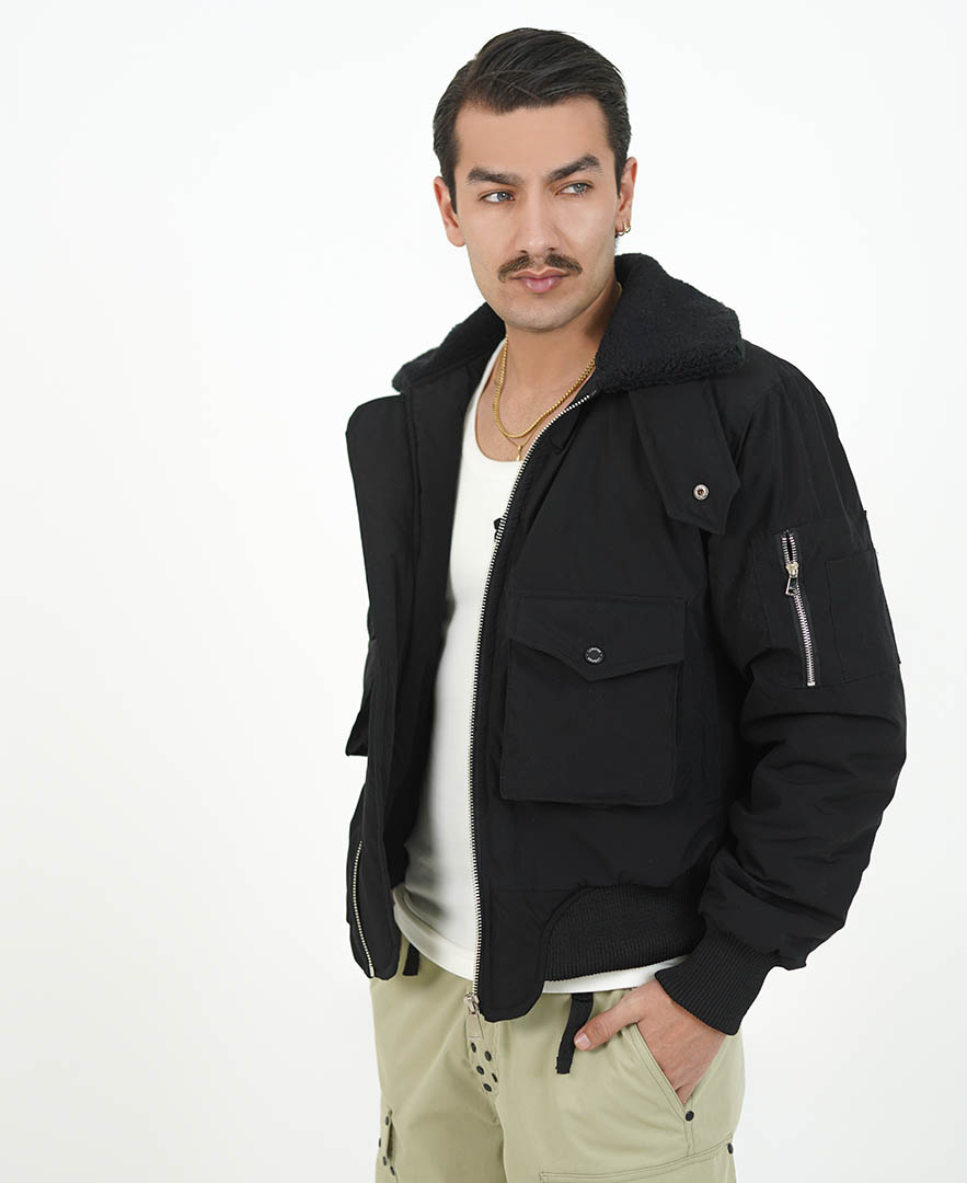 کاپشن یقه خز دار مردانه