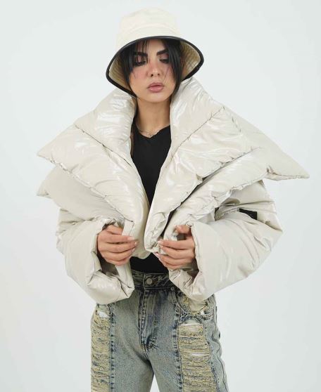 پافر یقه دوبل زنانه